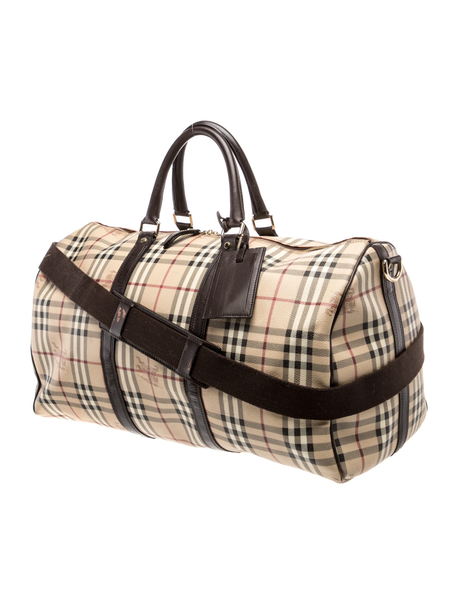 Burberry Haymarket Check Weekender Bag - Neutrals Luggage and