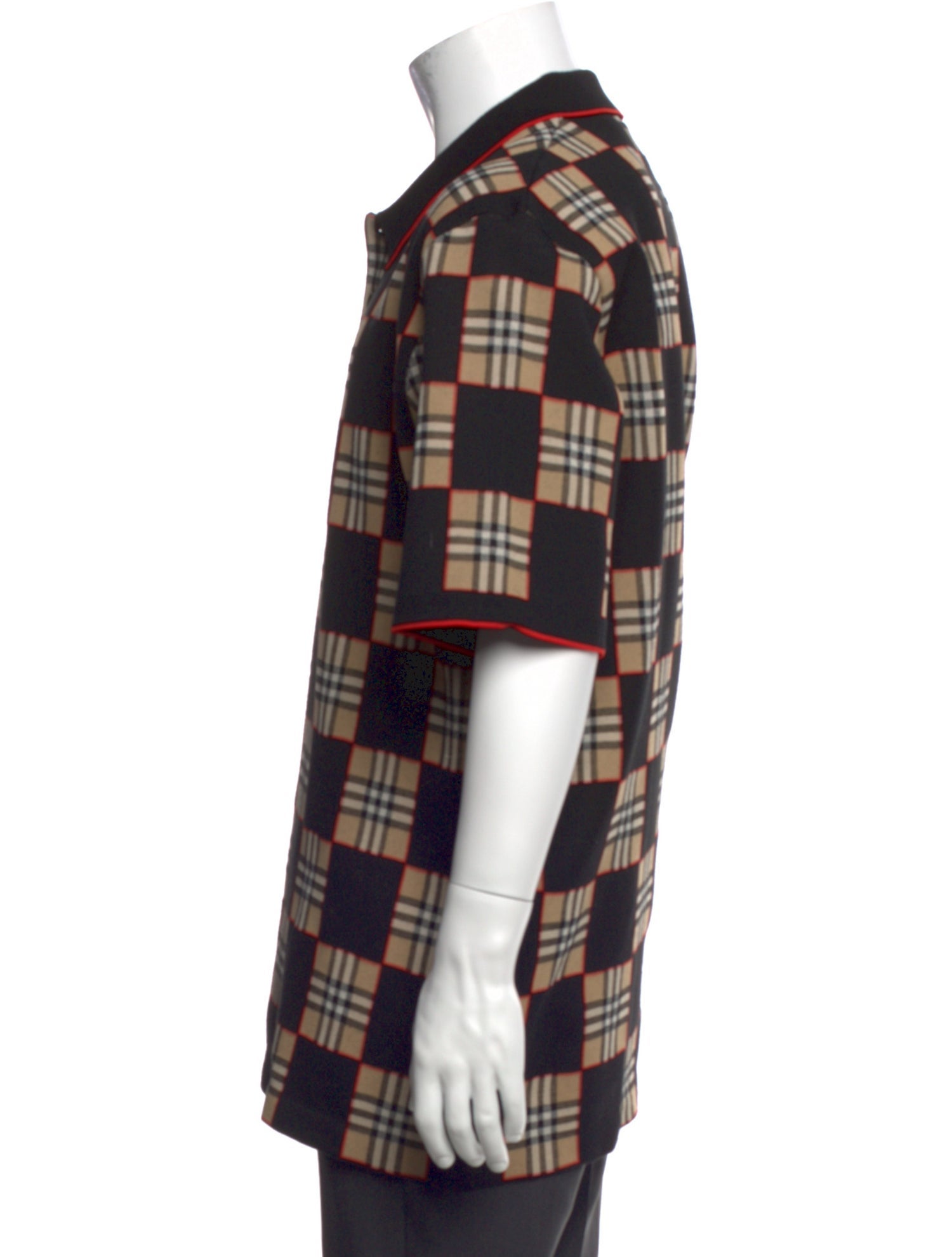 Burberry Merino Wool Plaid Print Polo Shirt