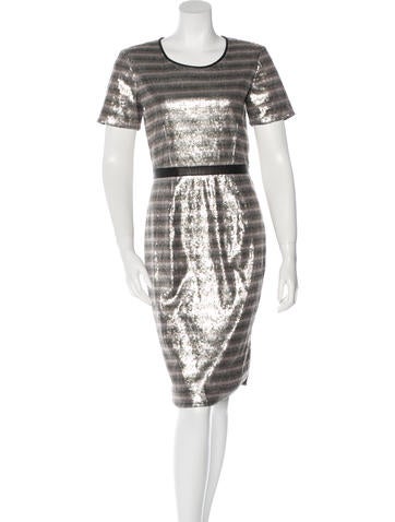 Burberry Leather-Accented Sequin-Embellished Dress w/ Tags