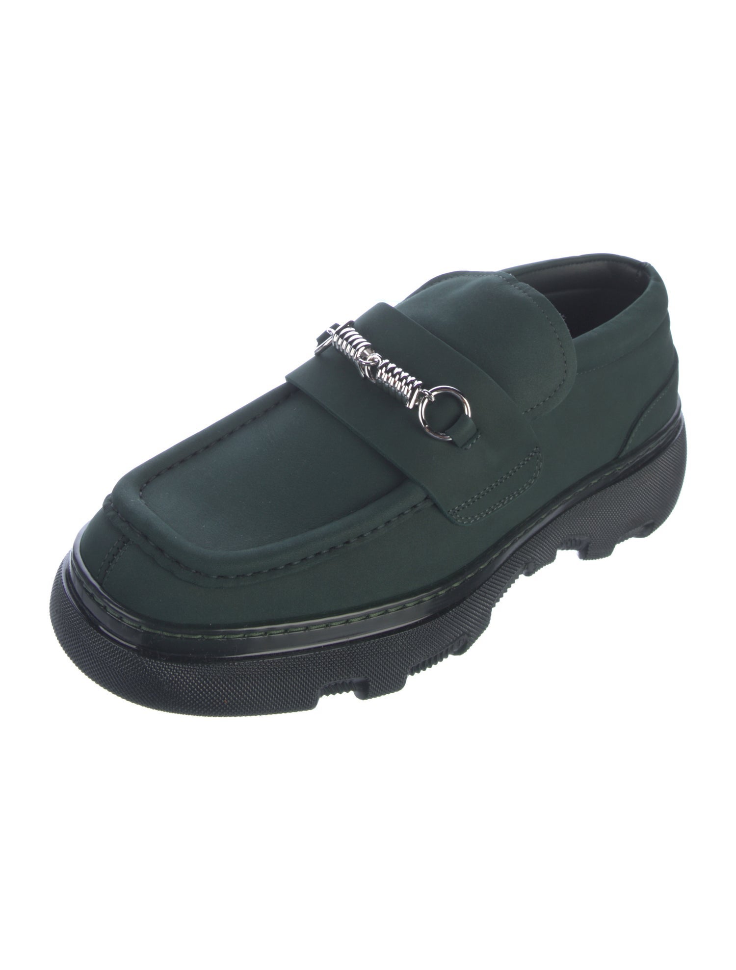 Leather Chain-Link Accents Loafers — 2/5