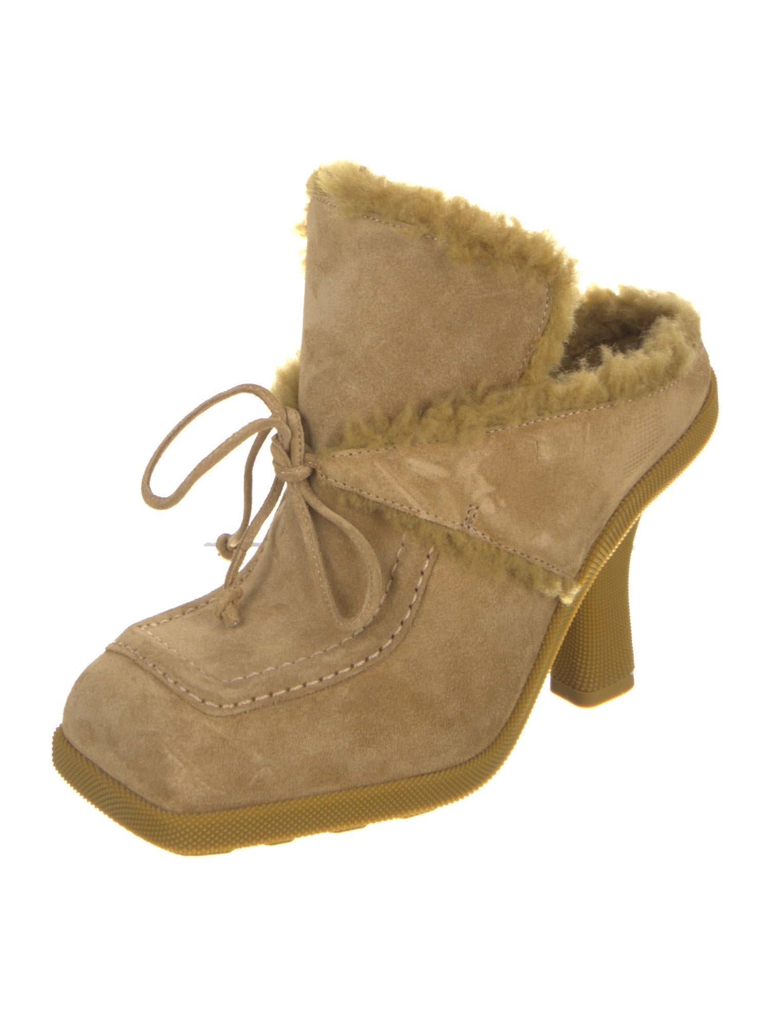 Burberry Suede Fur Trim Mules
