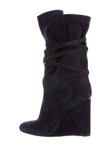 Burberry Suede Wedge Ankle Boots