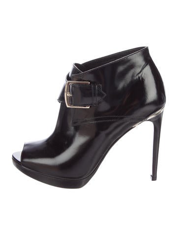 Burberry Leather Peep-Toe Booties