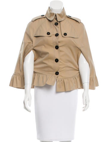 Burberry Ruffle-Trimmed Pointed Collar Cape w/ Tags