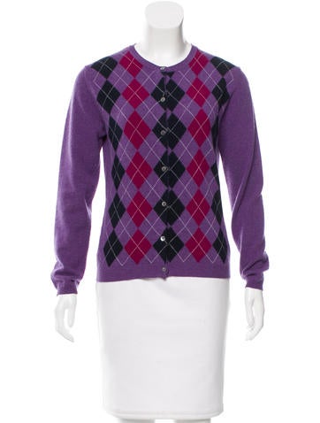 Burberry Wool Argyle Print Cardigan