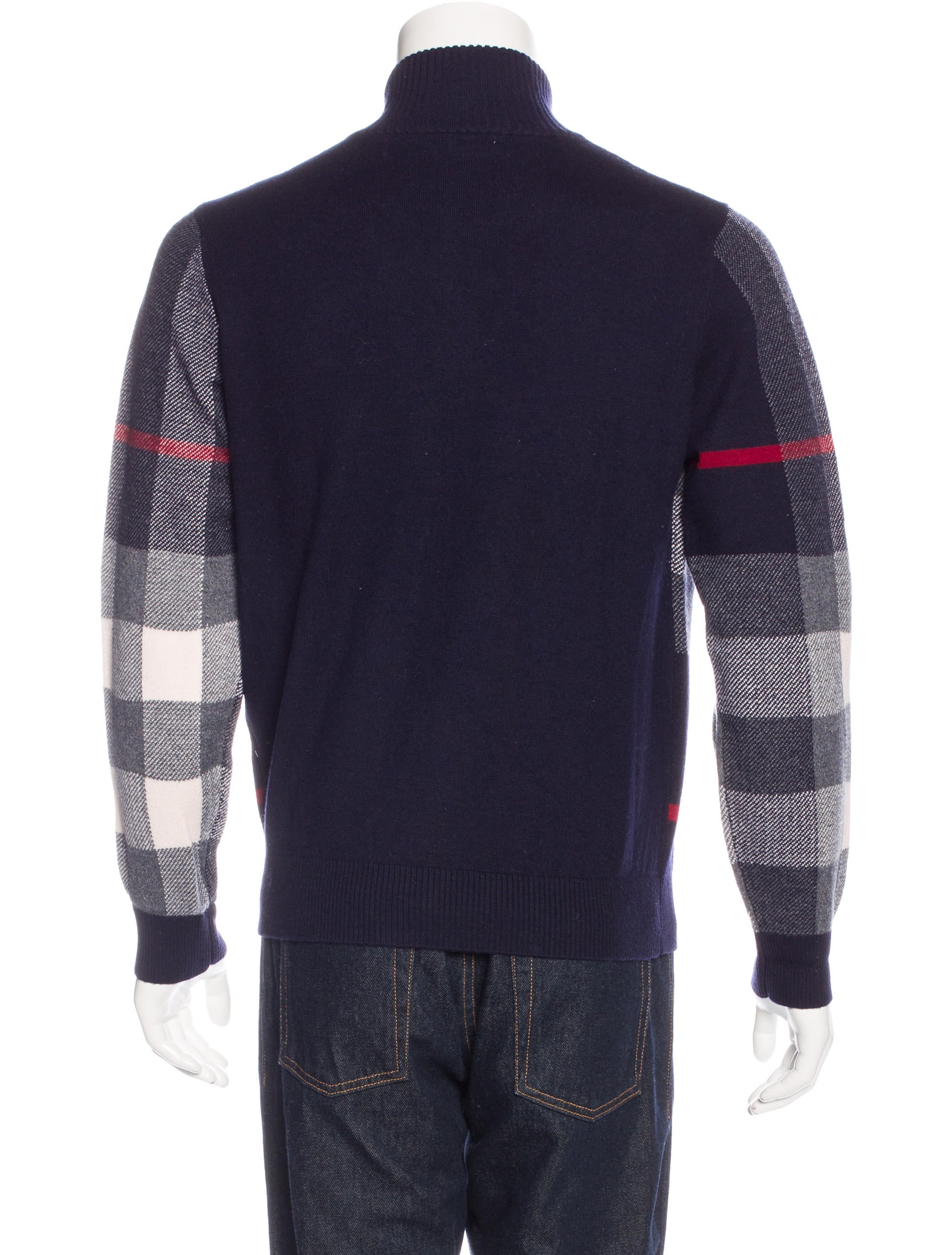 Burberry Check HalfZip Sweater Clothing BUR70053 The RealReal