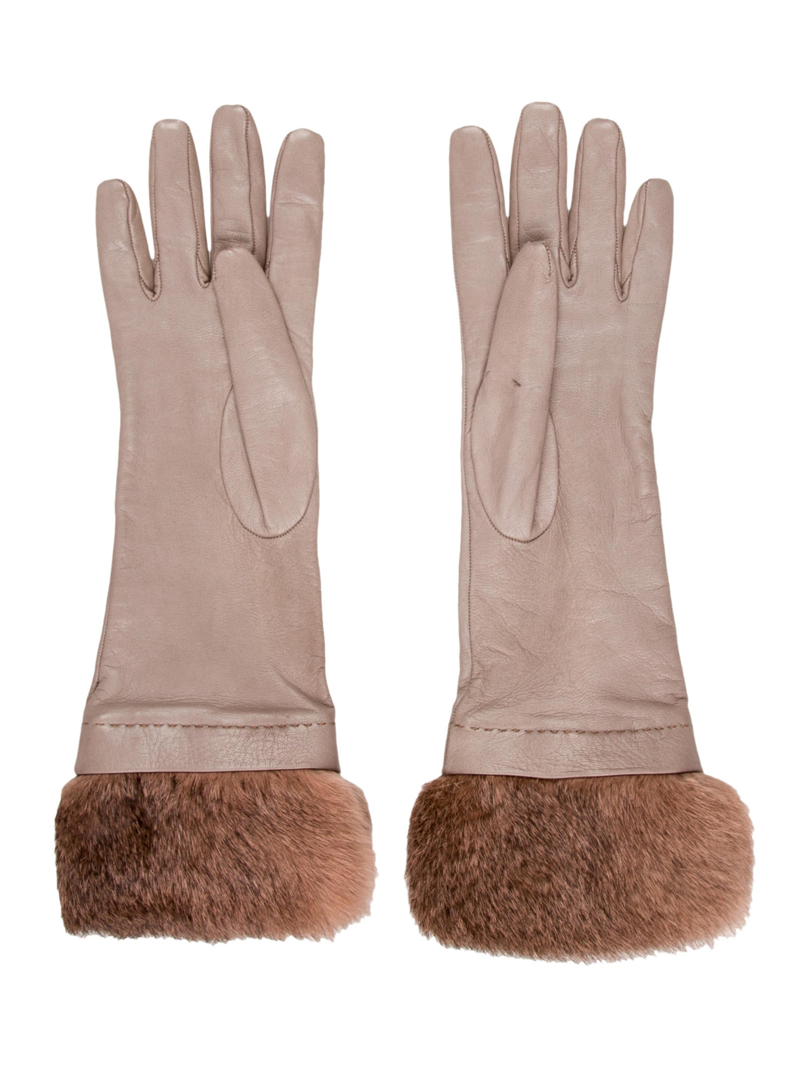 Burberry Leather FurTrimmed Gloves Accessories BUR70357 The RealReal