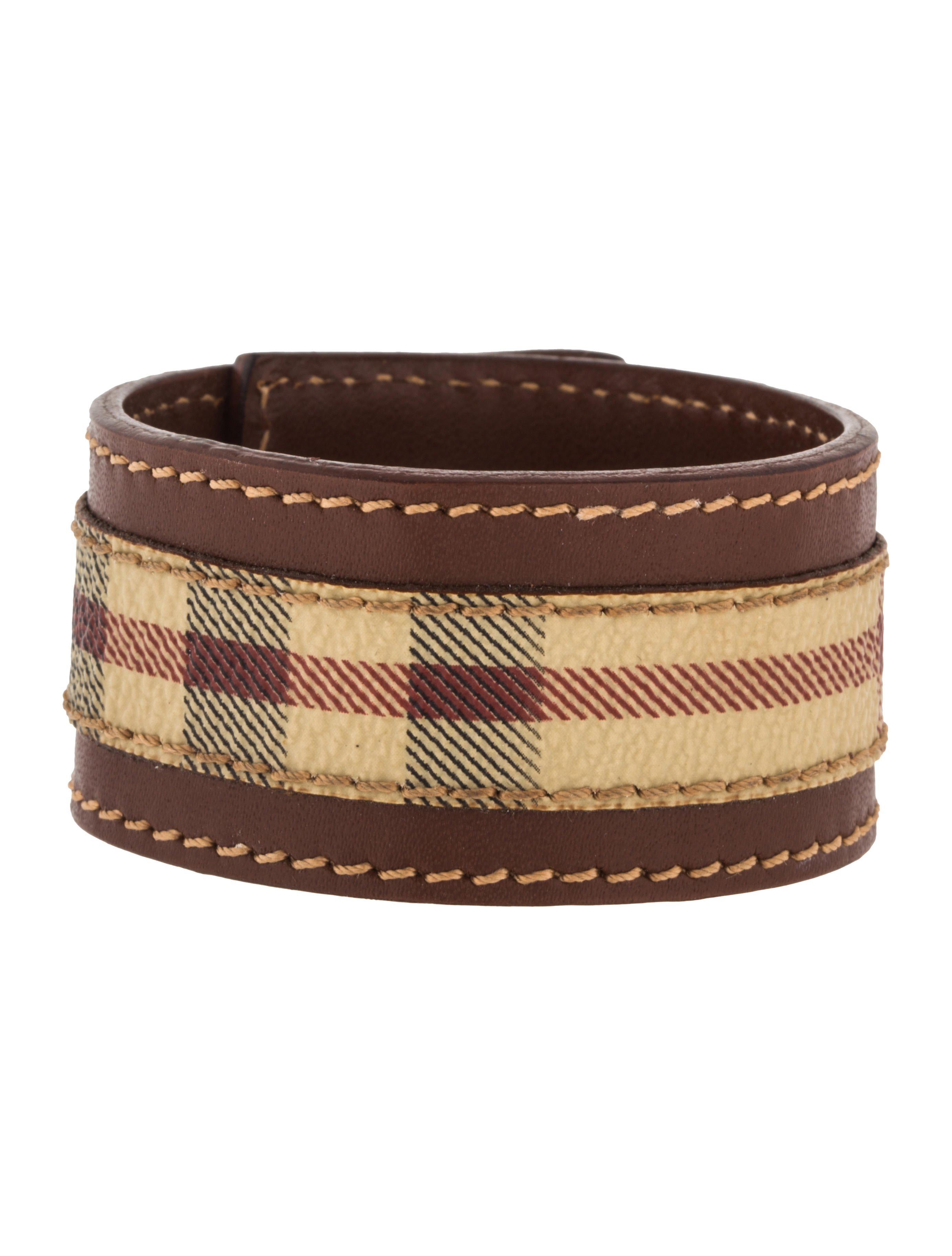Burberry Checkered Leather Cuff Bracelet Bracelets BUR72491 The