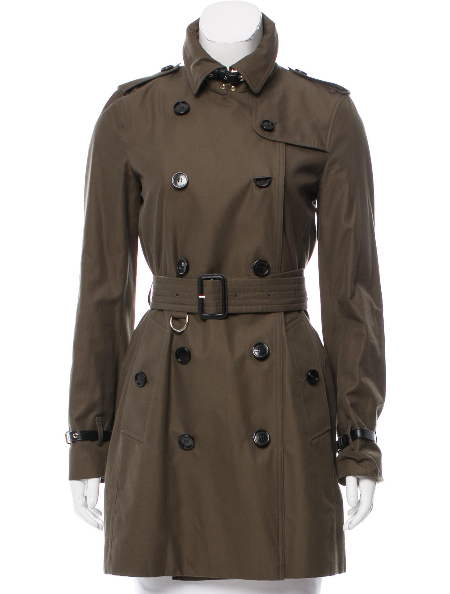 Burberry LeatherTrimmed Trench Coat Clothing BUR77228 The RealReal
