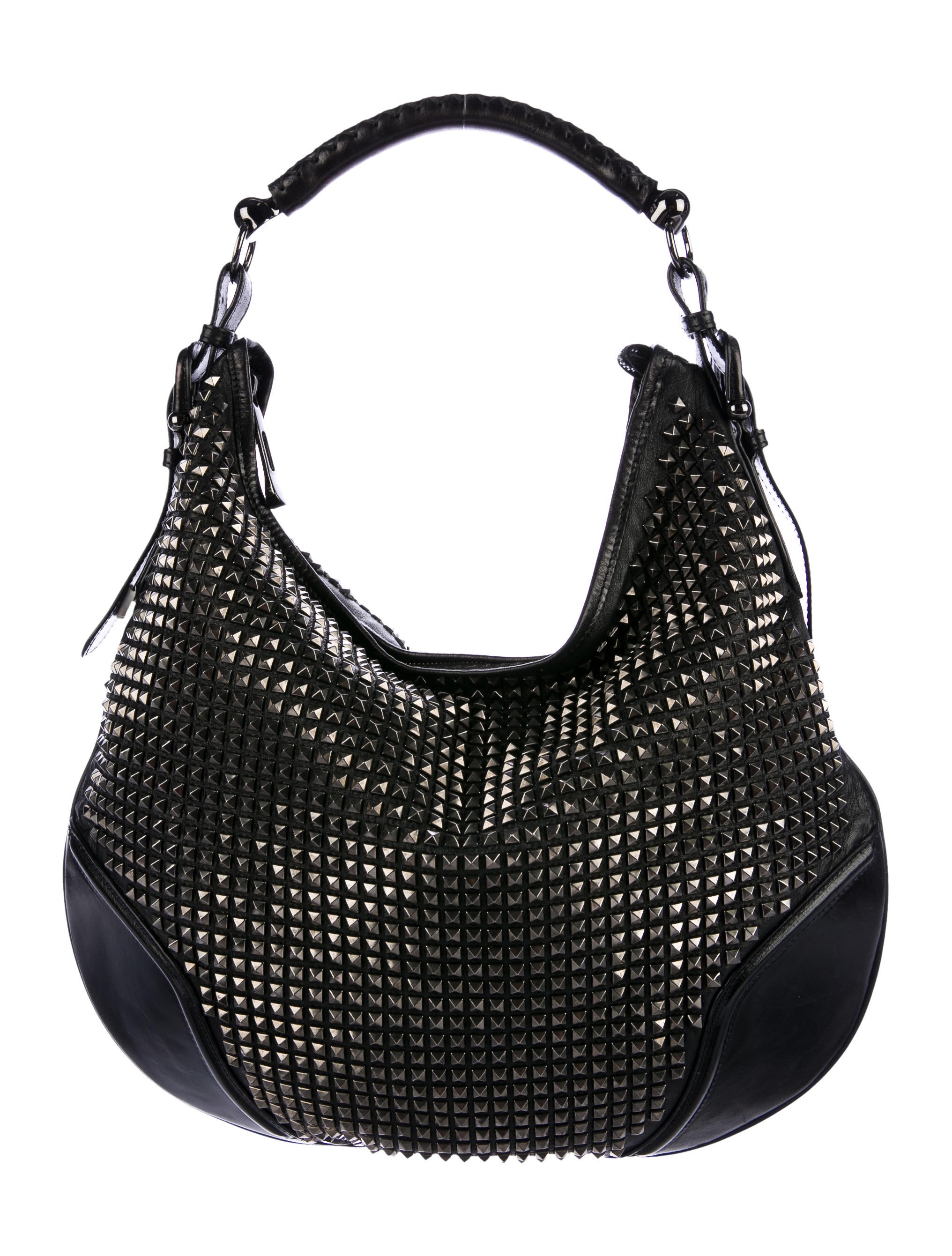 バッグ Rare BURBERRY Grifton Leather Hobo Bag Burberry Studded Leather Hobo Bag - Black Hobos, Handbags