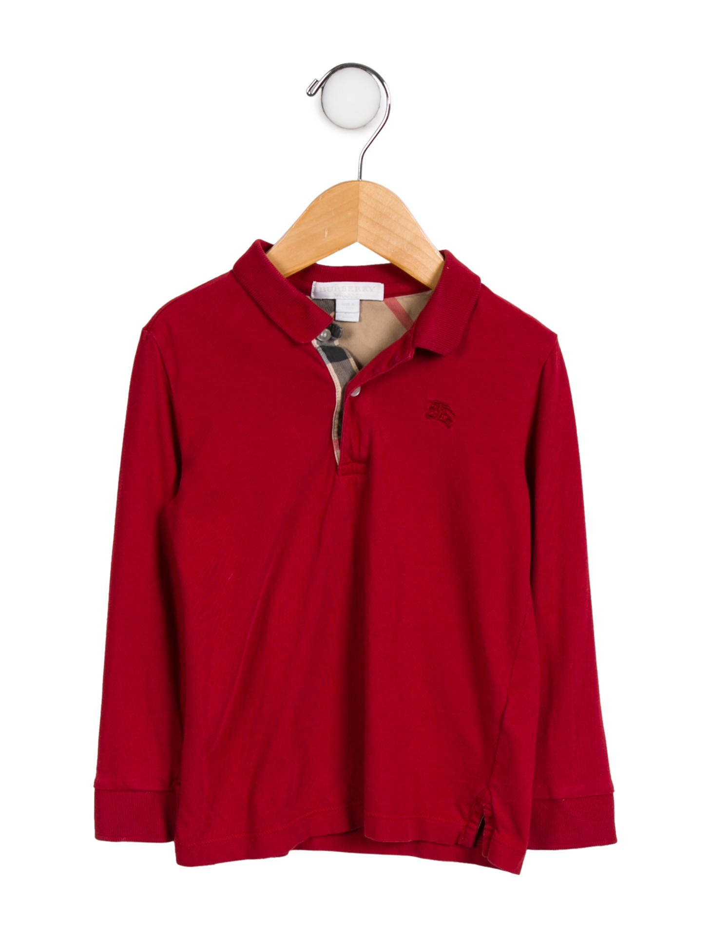 burberry red long sleeve polo