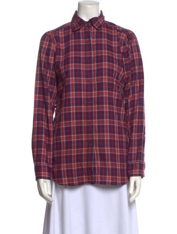 Burton AK Tops Plaid Print Long Sleeve Button-Up Top XS