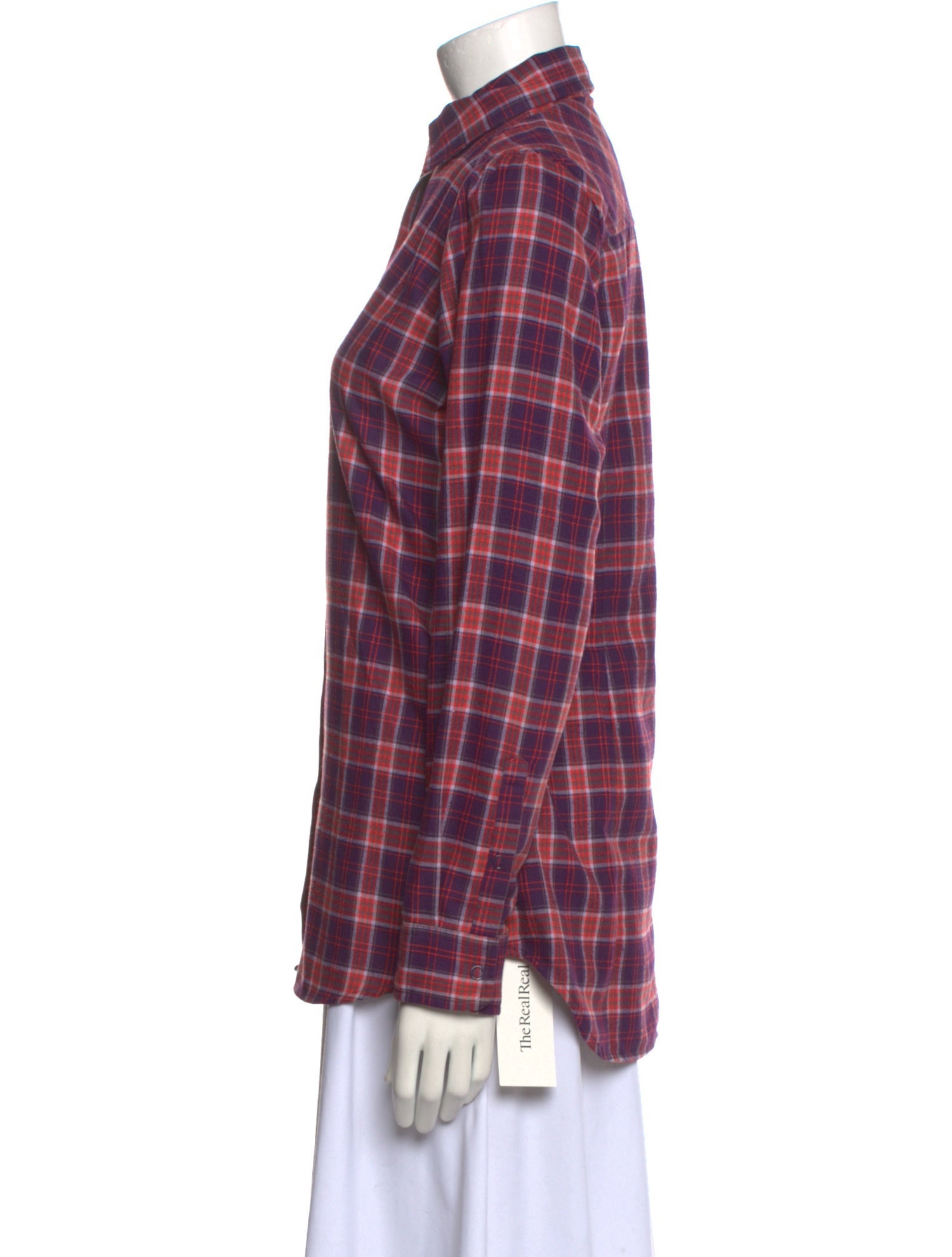 Burton AK Plaid Print Long Sleeve Button-Up Top