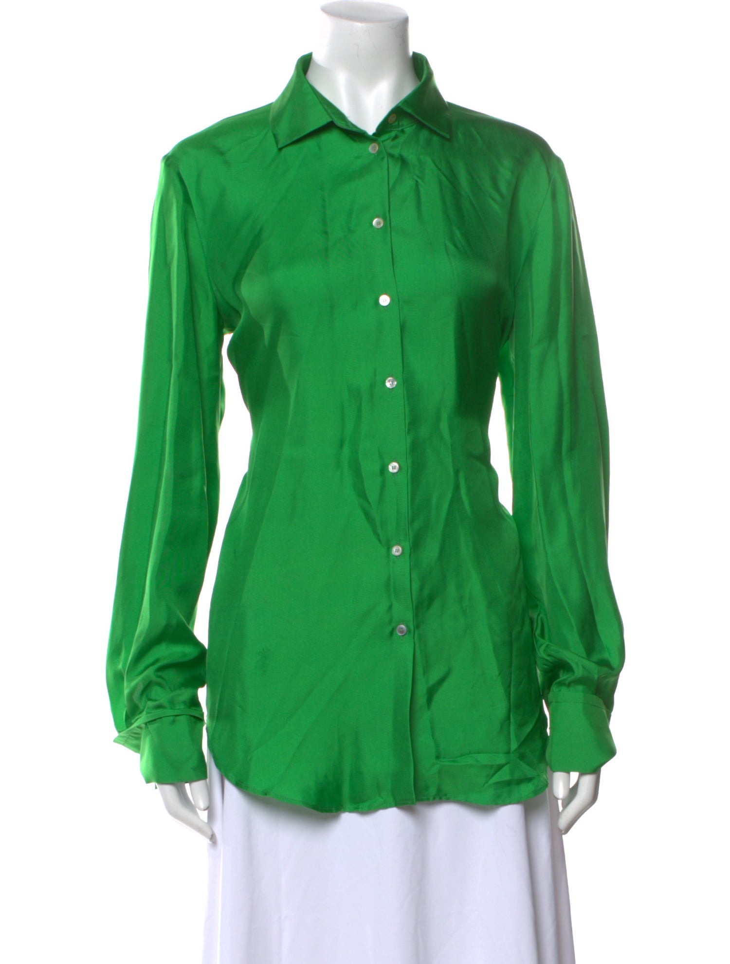Blanca Vita Silk Long Sleeve Button-Up Top