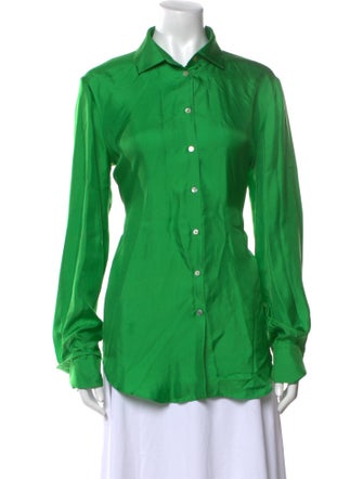 Blanca Vita Silk Long Sleeve Button-Up Top