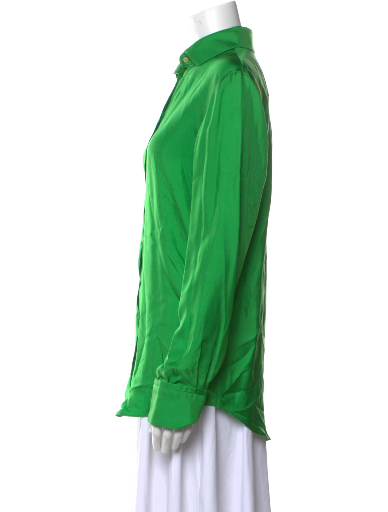 Blanca Vita Silk Long Sleeve Button-Up Top