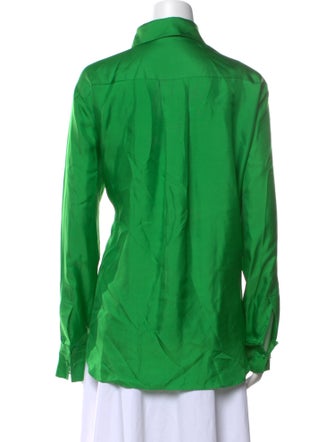 Blanca Vita Silk Long Sleeve Button-Up Top