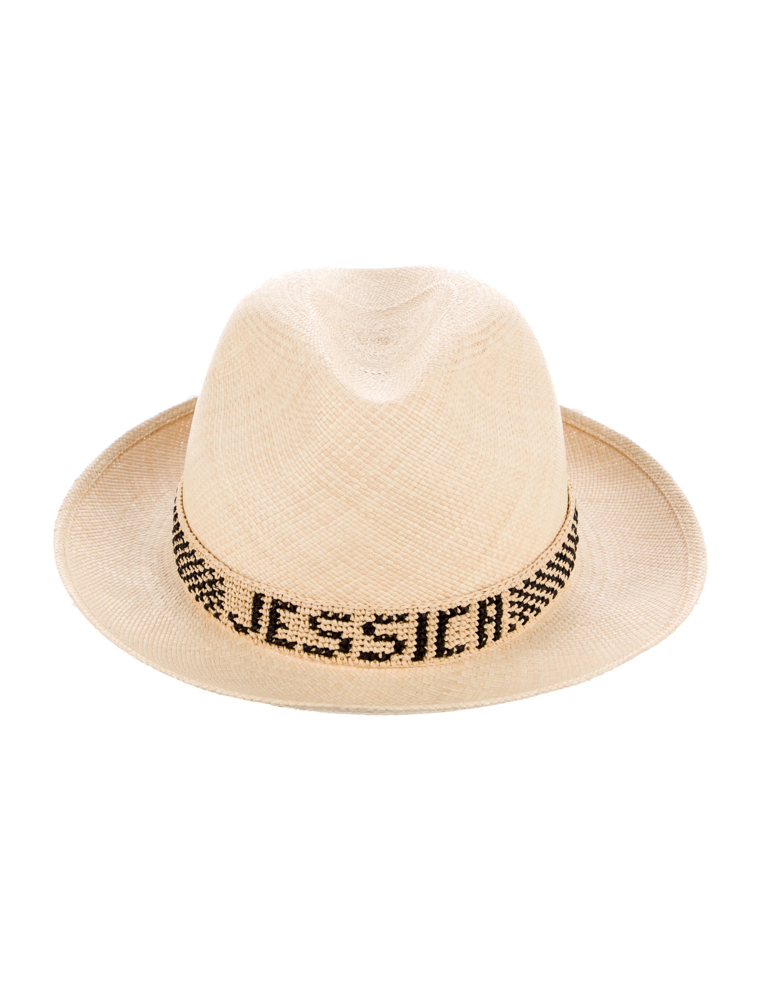 Borsalino x Valentino Patterned Straw Fedora Hat w/ Tags