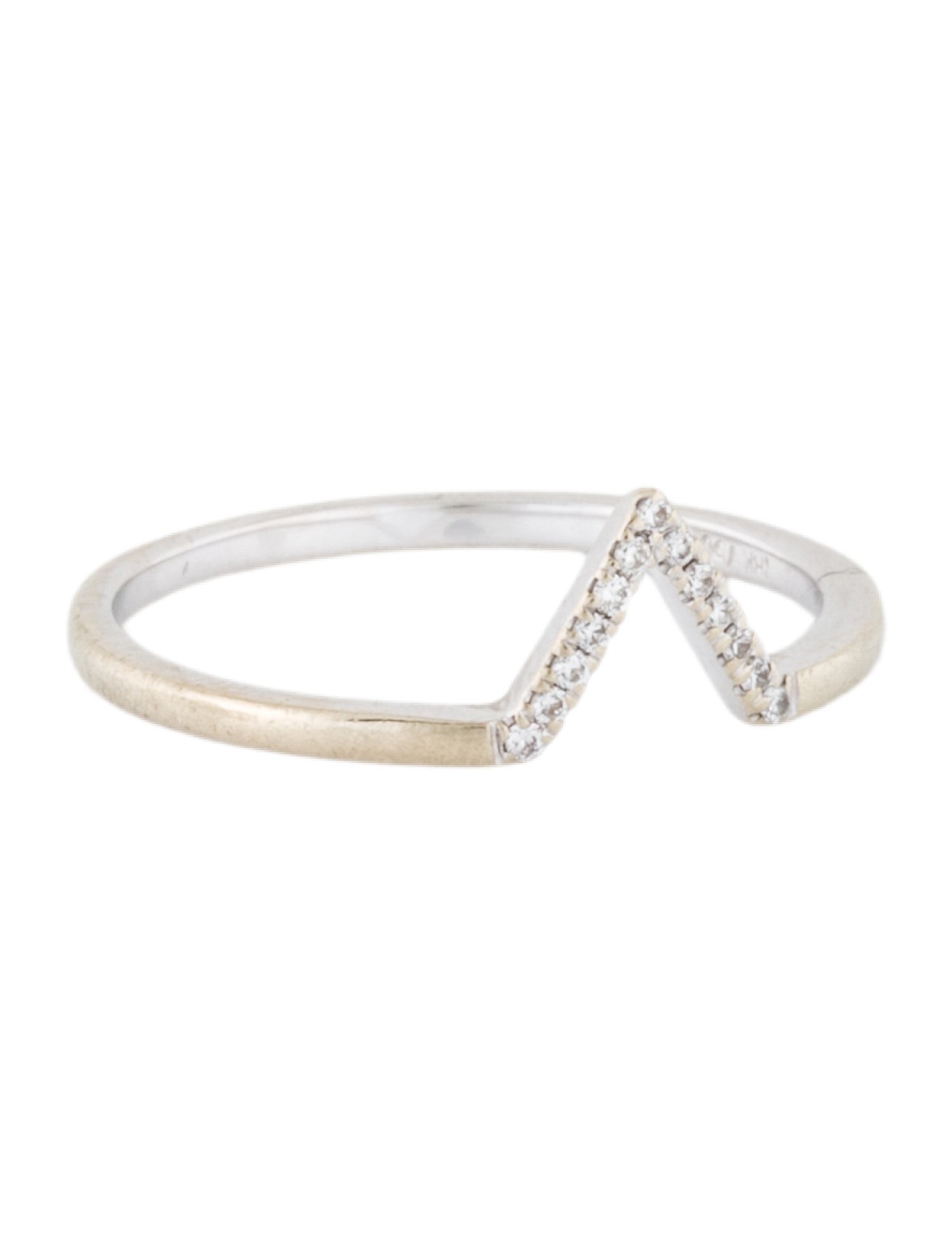Bony Levy 18K Diamond Chevron Stacking Band Ring