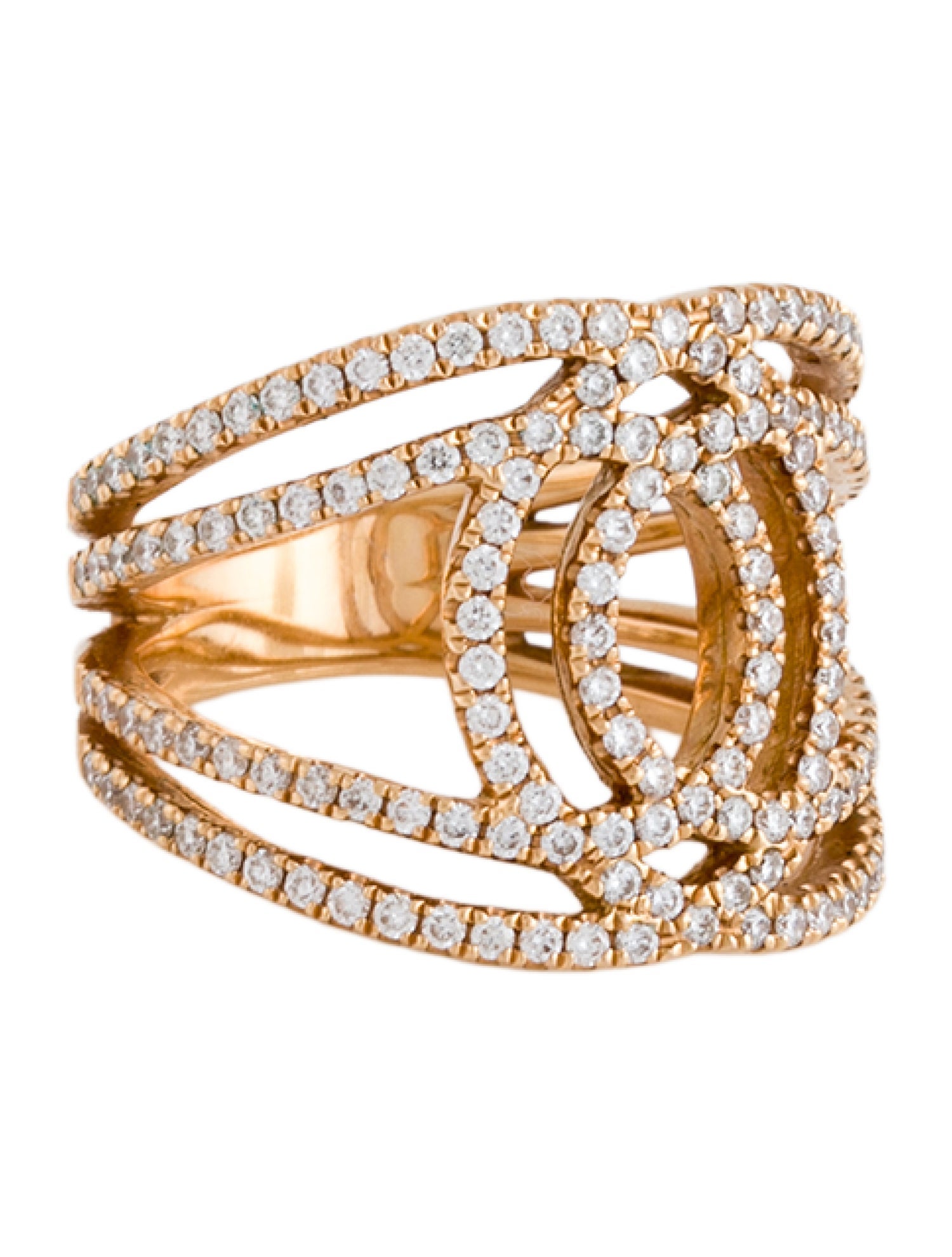 Bony Levy 18K Diamond Double Interlock Cocktail Ring