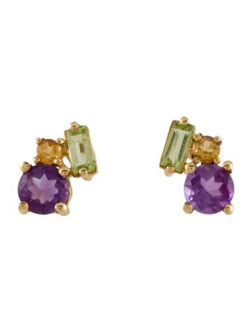 Pre-owned Bony Levy 18k Multistone Stud Earrings