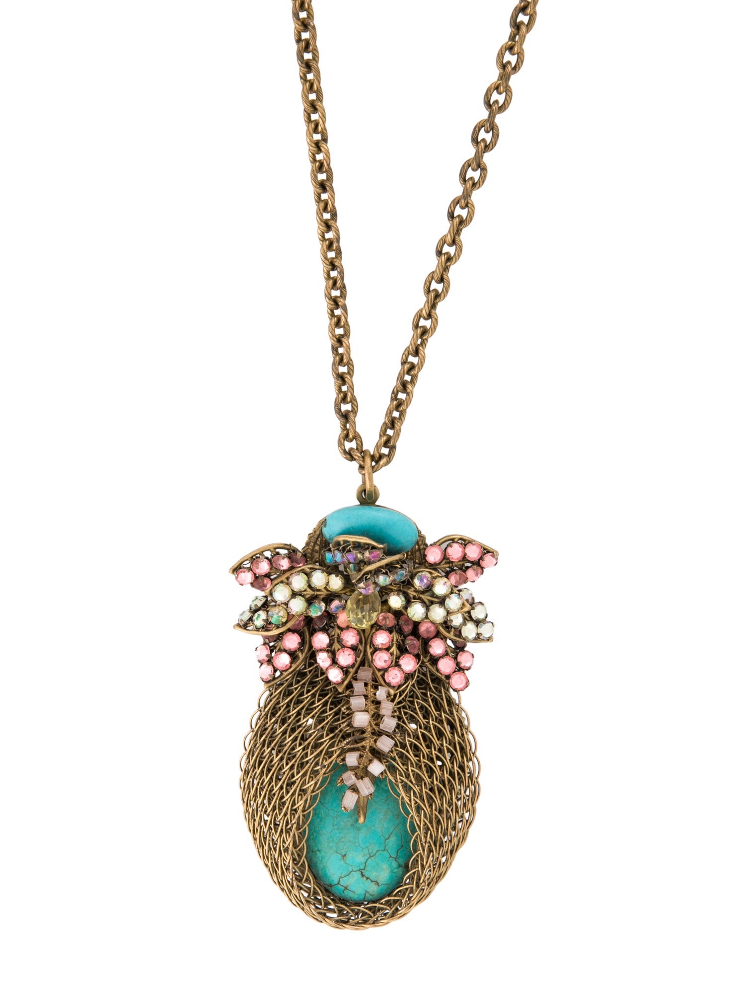 Bijoux Heart Bud Turquoise Pendant Necklace