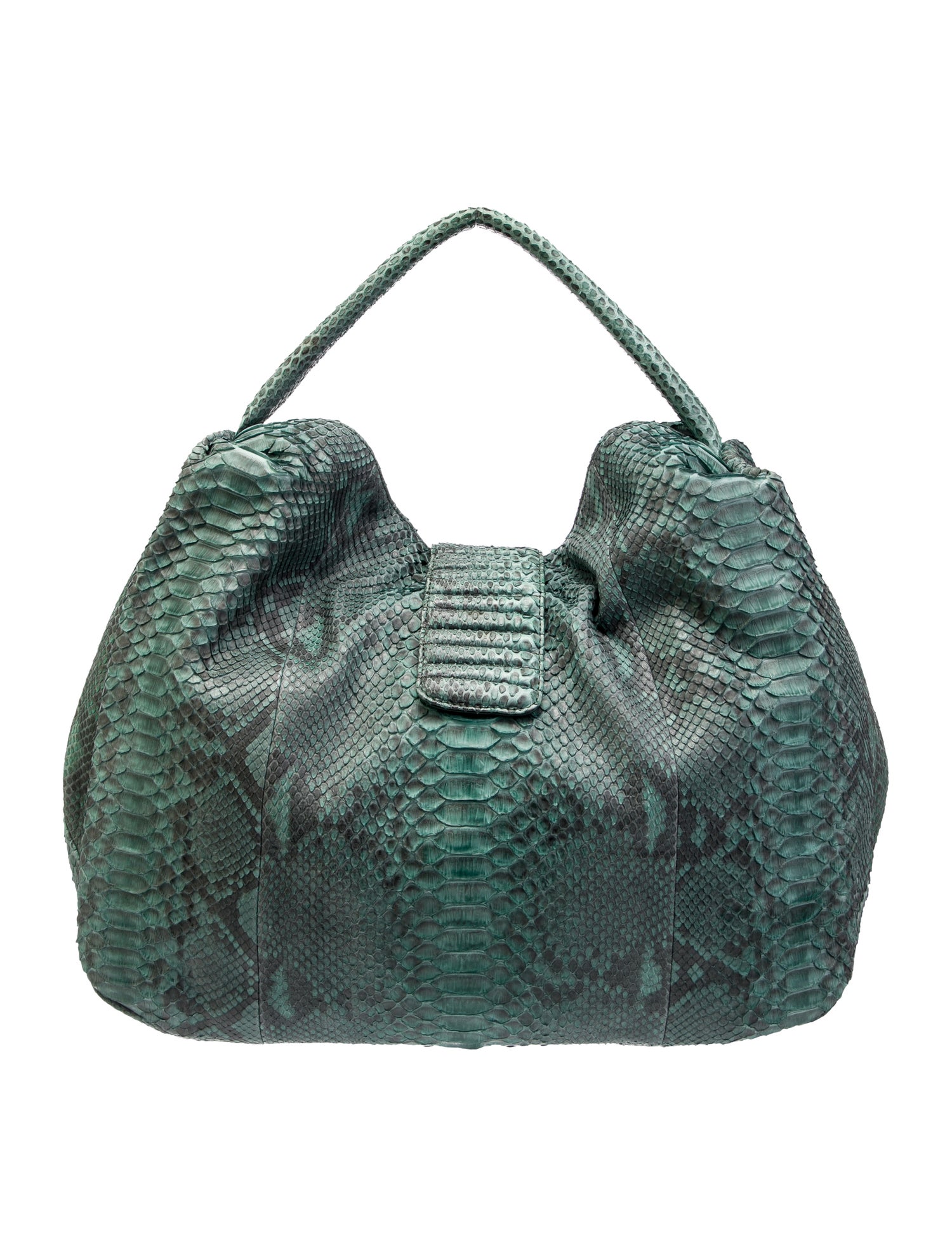 Byron New York Snakeskin Top Handle Bag Green Handle Bags, Handbags