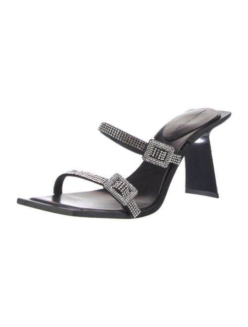Benedetta Bruzziches Leather Crystal Embellishments Slides