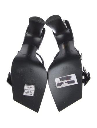 Benedetta Bruzziches Leather Crystal Embellishments Slides