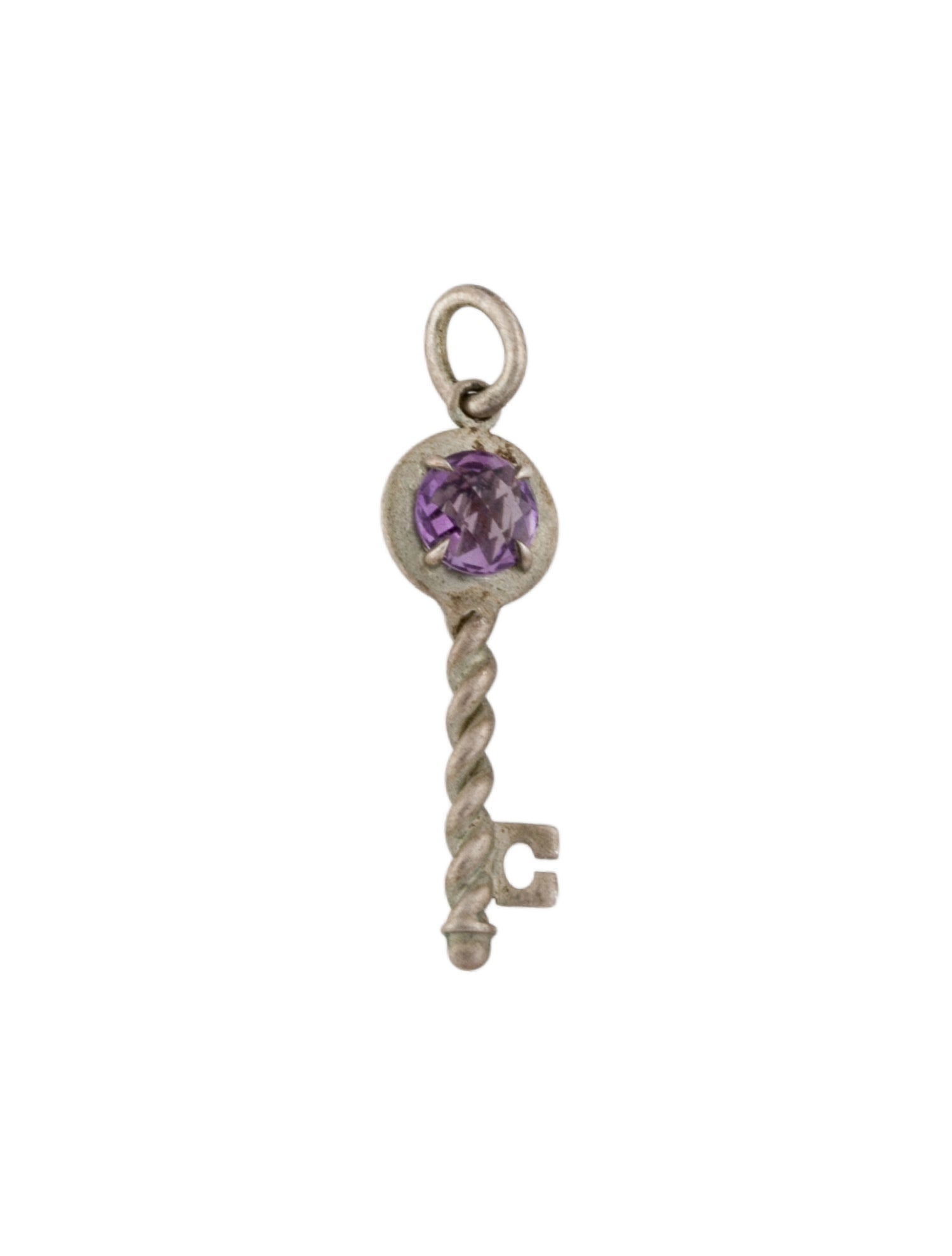 Carelle Amethyst Key Pendant Charm