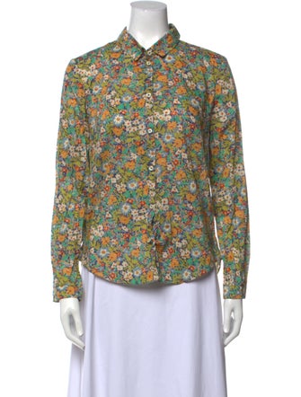 Cacharel Floral Print Long Sleeve Button-Up Top