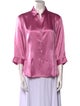 Cacharel Silk Three-Quarter Sleeve Button-Up Top