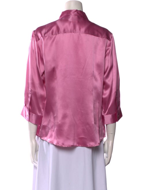 Cacharel Silk Three-Quarter Sleeve Button-Up Top