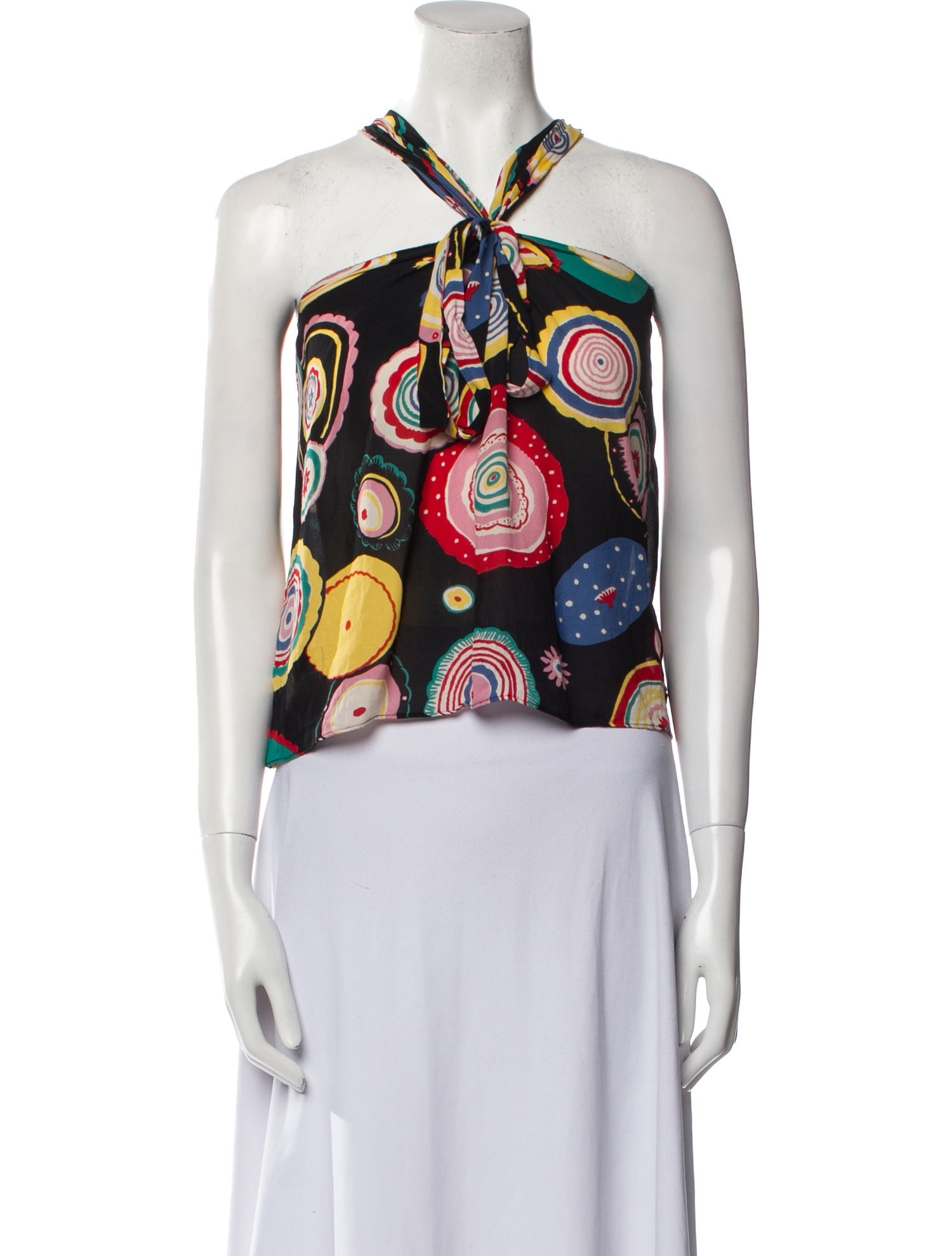 Cacharel Silk Printed Crop Top - Black Tops, Clothing - CAC27661 | The ...