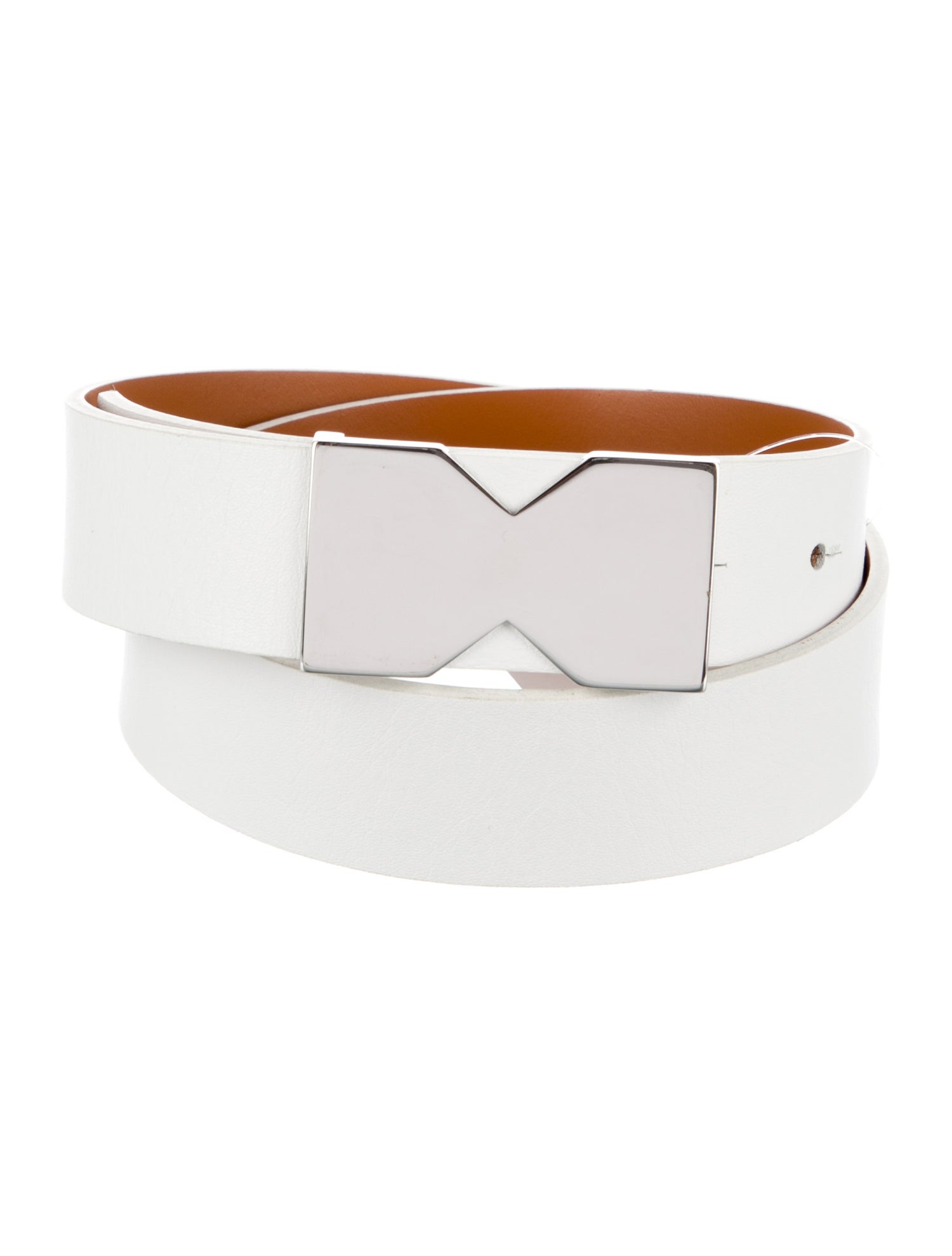 Cacharel Skinny Leather Waist Belt - White Belts, Accessories