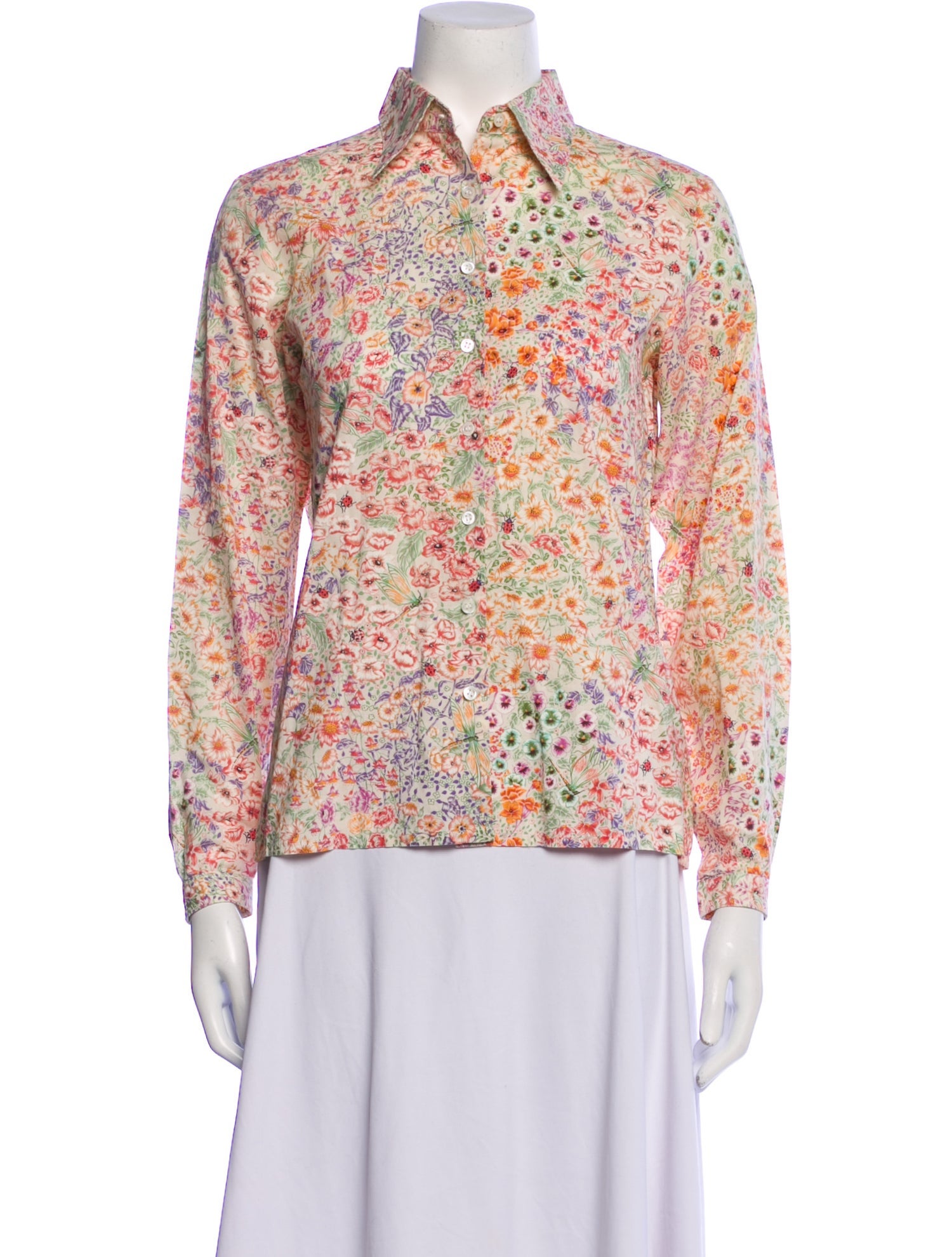 Cacharel Floral Print Long Sleeve Button-Up Top