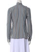 Cacharel Striped Mock Neck Button-Up Top