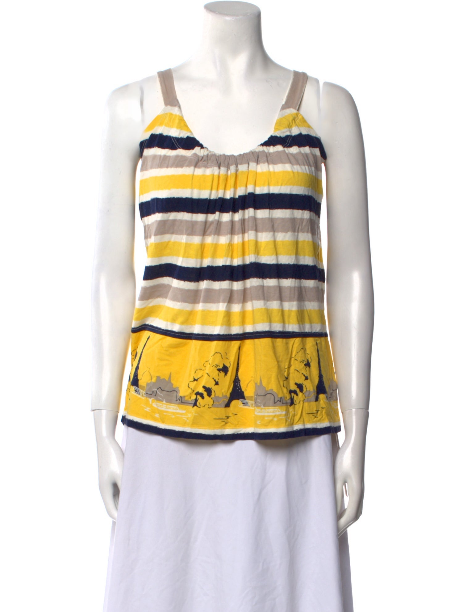 Cacharel Striped Scoop Neck Top