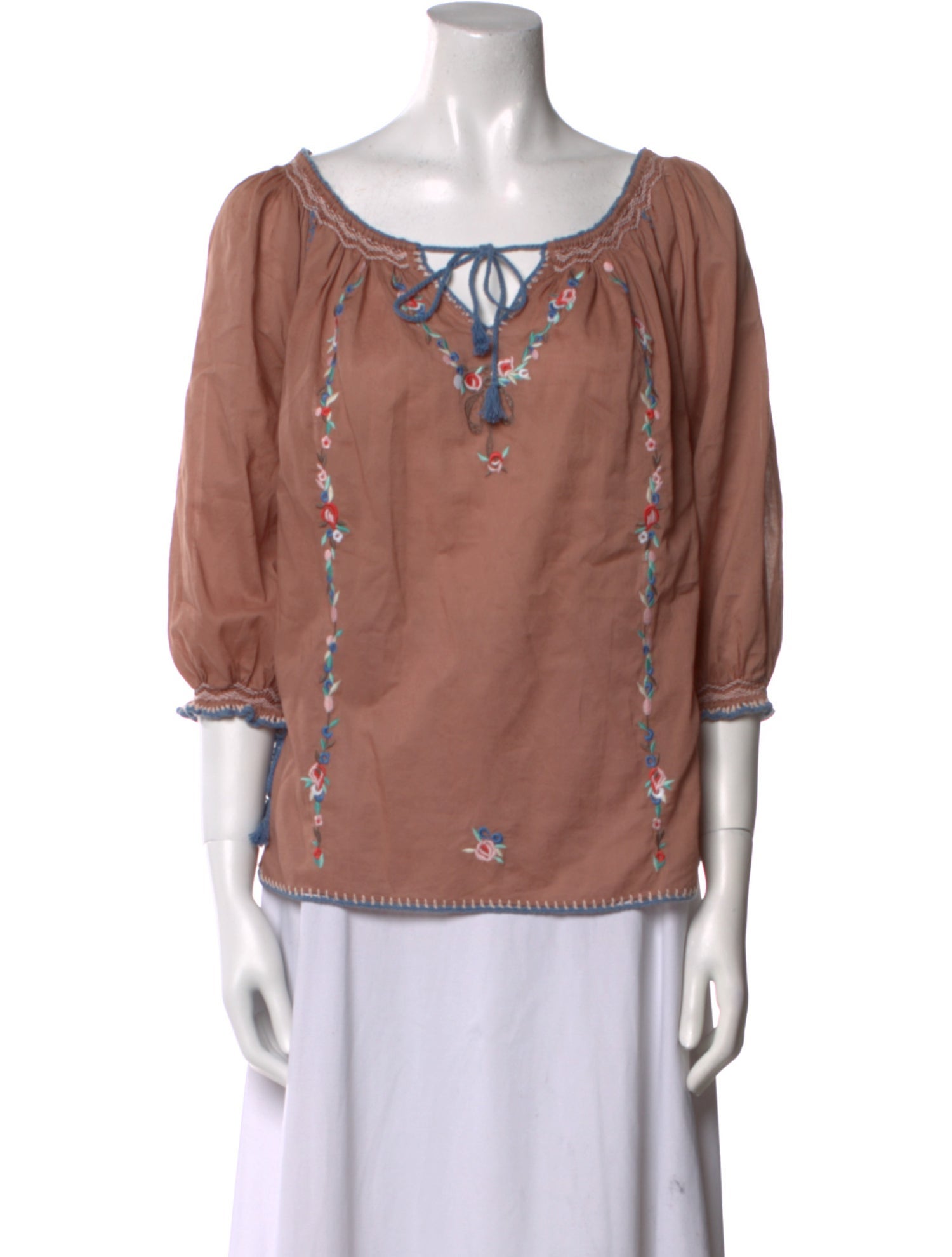 Cacharel Square Neckline Three-Quarter Sleeve Blouse