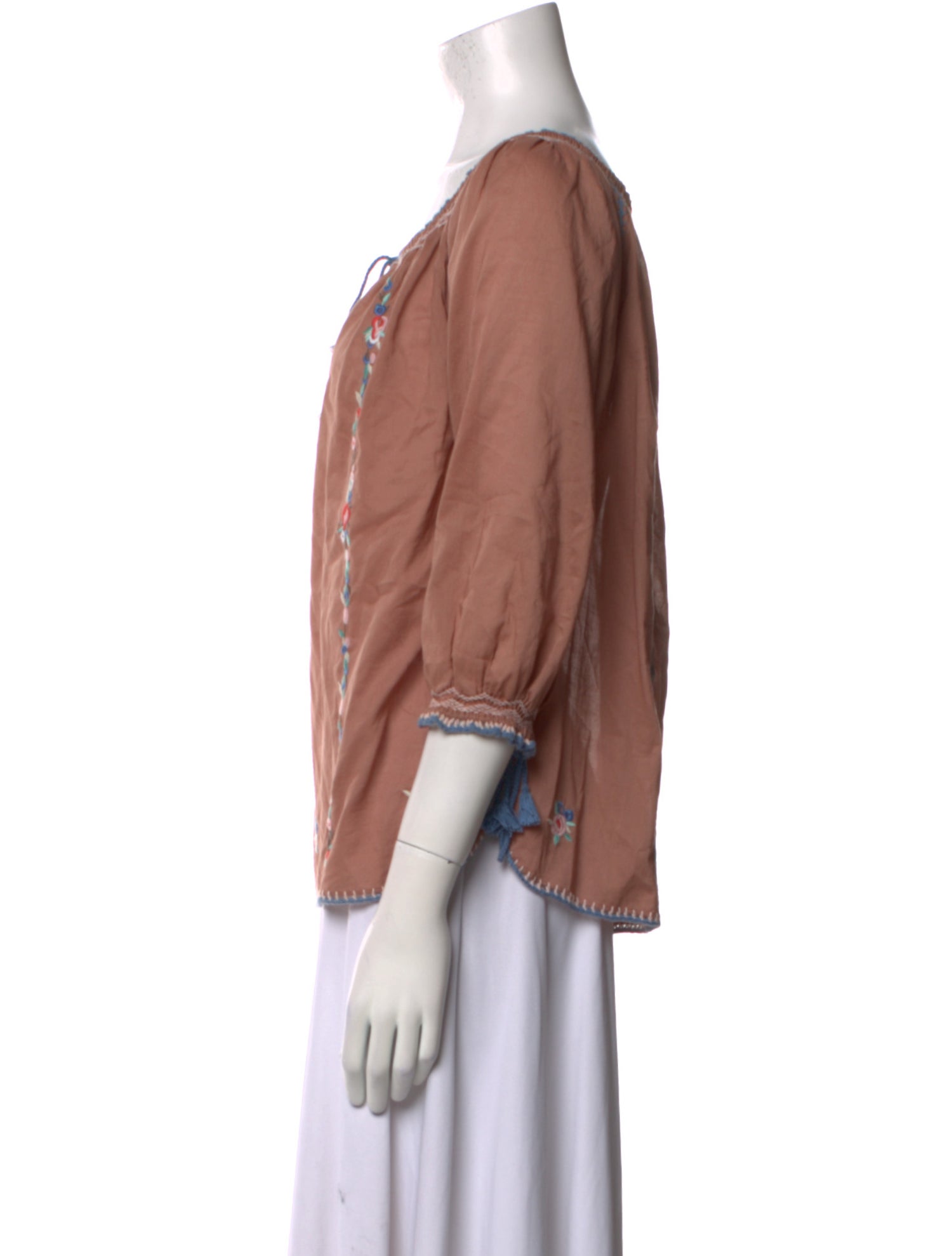 Cacharel Square Neckline Three-Quarter Sleeve Blouse