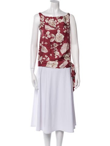 Cacharel Tops Silk Floral Print Top M