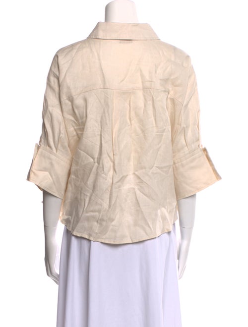 Cacharel Linen Three-Quarter Sleeve Button-Up Top