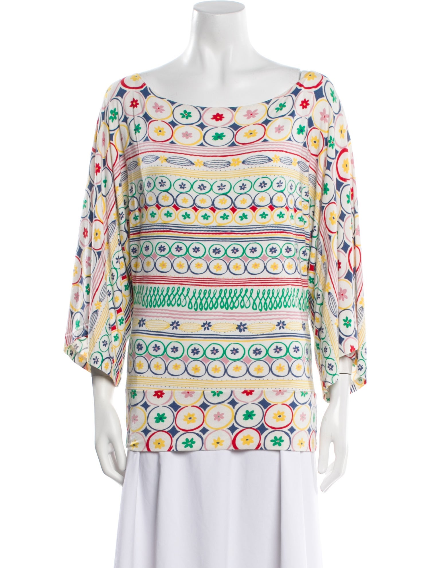 Cacharel Printed Bateau Neckline Tunic