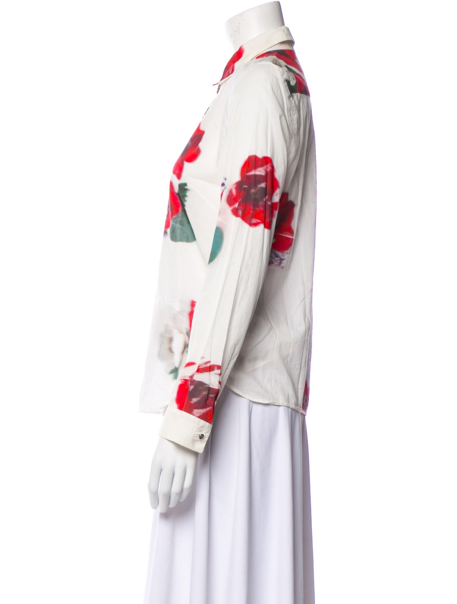 Cacharel Floral Print Long Sleeve Button-Up Top