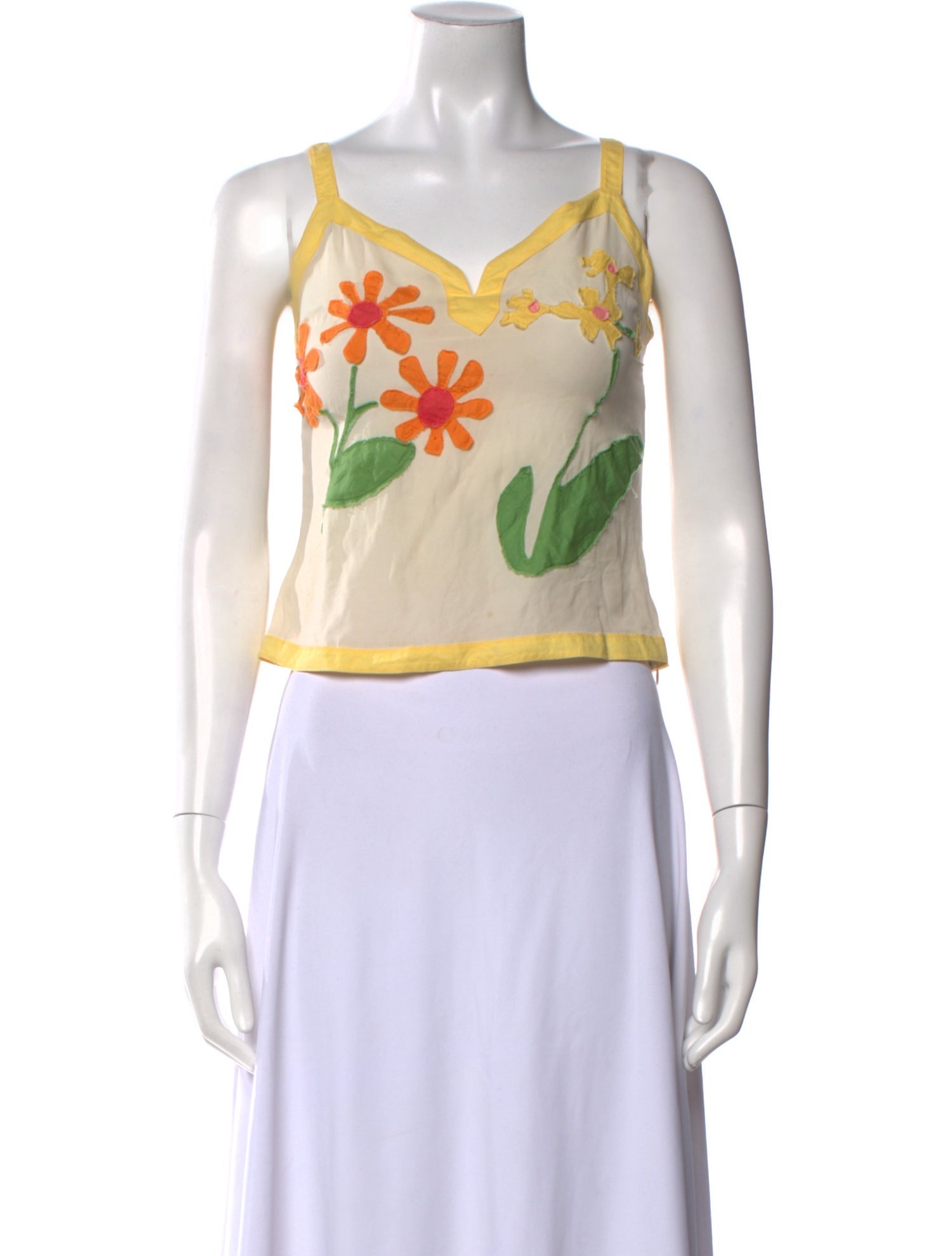 Cacharel Silk Floral Print Crop Top