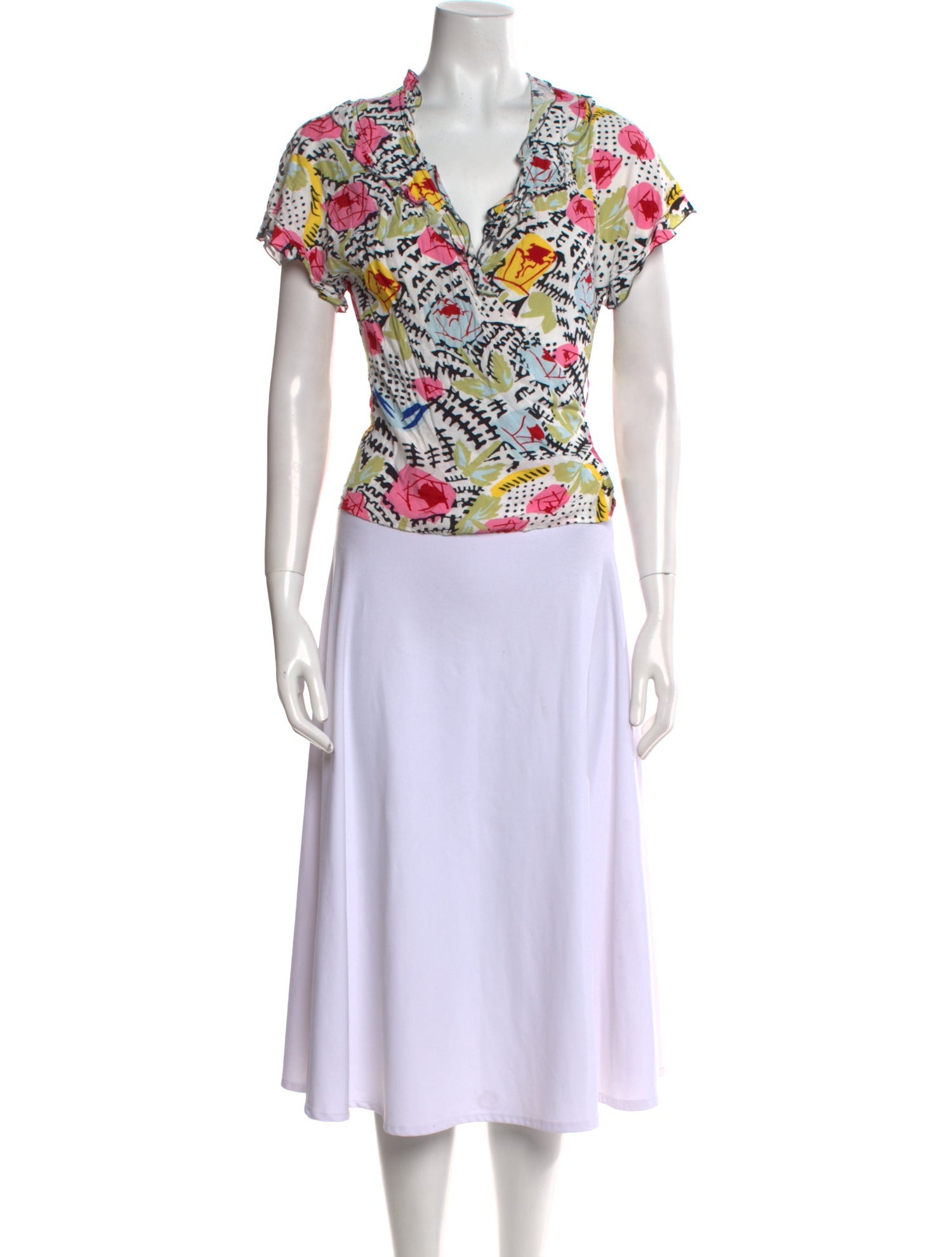 Cacharel Printed V-Neck Crop Top