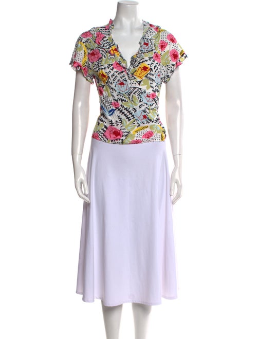 Cacharel Printed V-Neck Crop Top