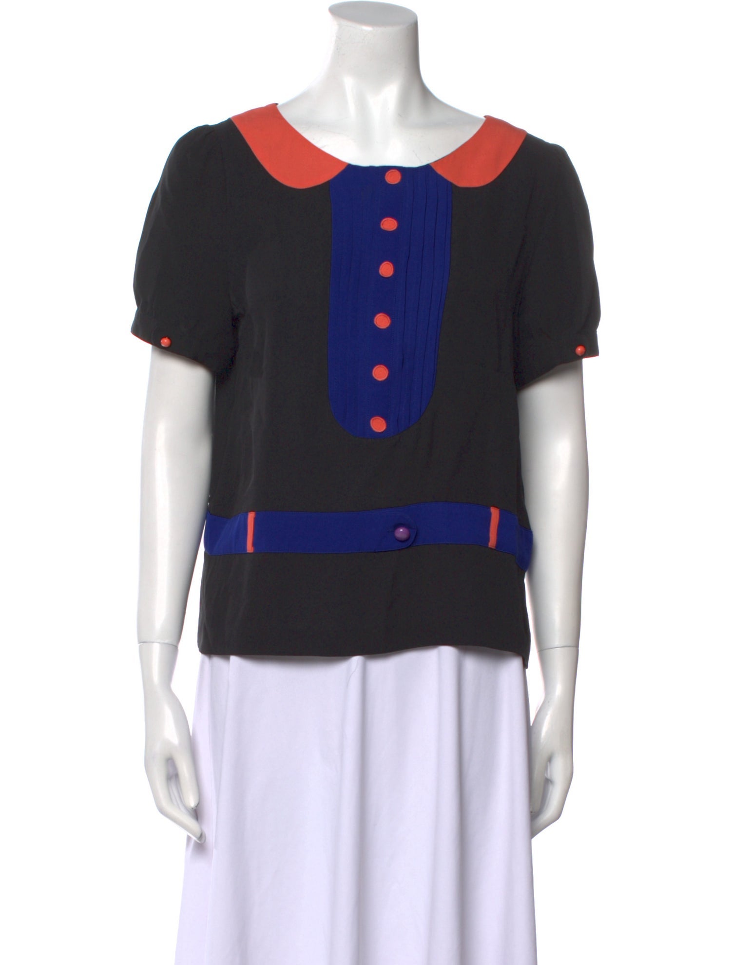 Cacharel Silk Colorblock Pattern Top