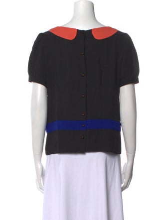 Cacharel Silk Colorblock Pattern Top