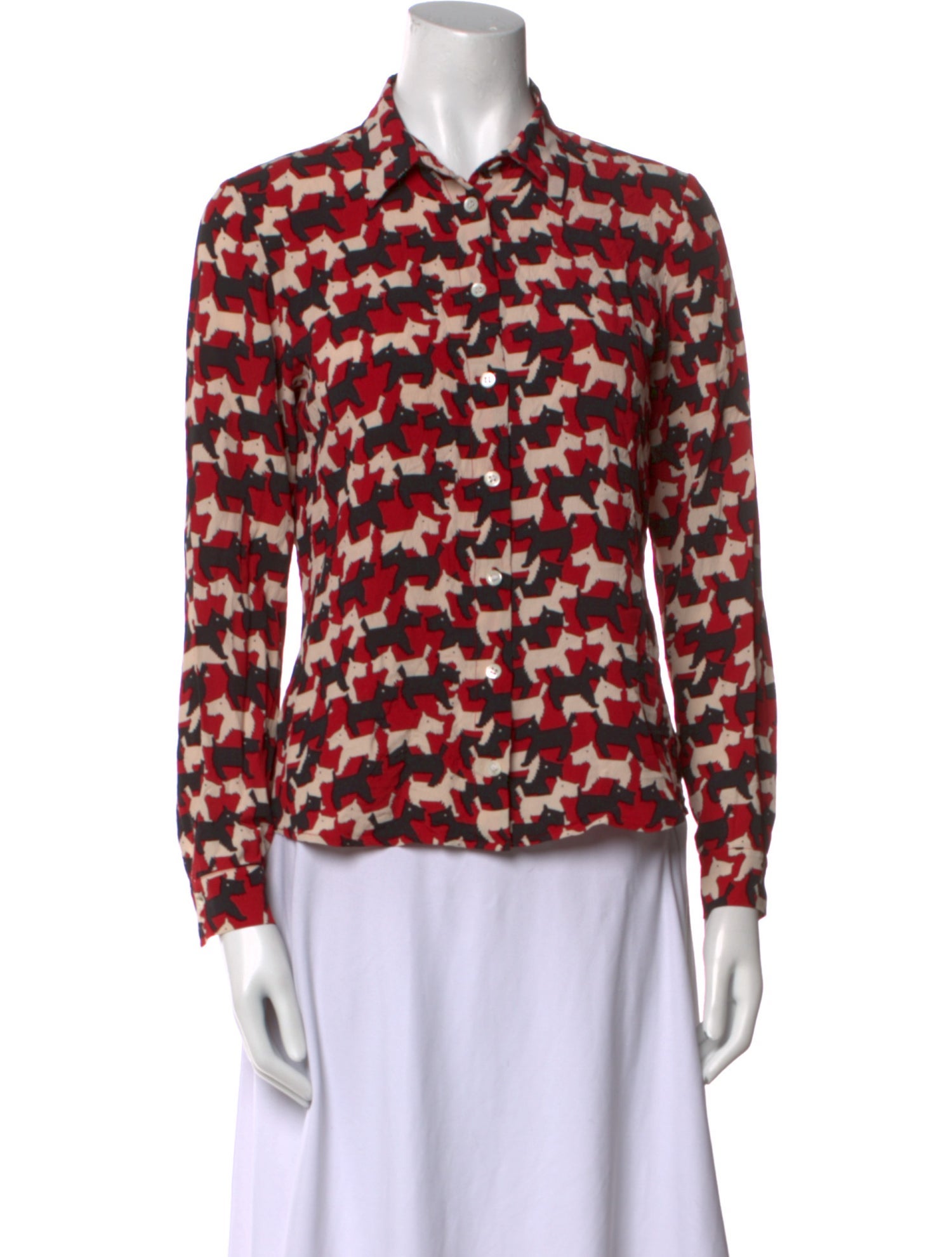 Cacharel Printed Long Sleeve Button-Up Top